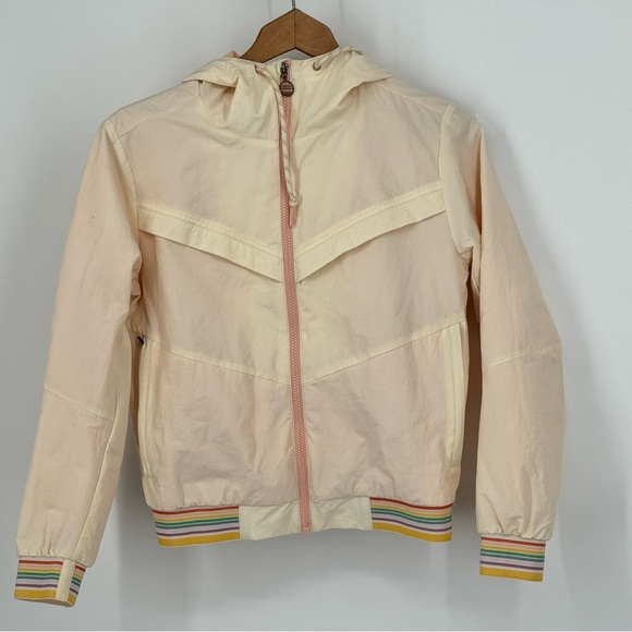 Marine Layer Antique White Rainbow Trim Gabby Windbreaker Lightweight Jacket S - Picture 3 of 8